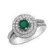 Красивое кольцо из серебра с зелёным агатом и цирконами