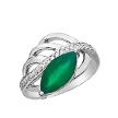 Кольцо серебряное родированное с зелёным агатом и цирконами