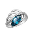Красивое серебряное кольцо с топазом (Лондон Блю) и цирконами