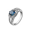 Серебряное кольцо с голубым лондон топазом и фианитами