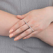 Тонкий кастет-кольцо с фианитами, на три пальца, из родированного серебра