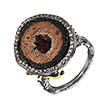 Серебряное кольцо с топазом, жеодом и перидотом