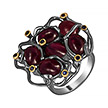 Серебряное кольцо с рубинами и шпинелью
