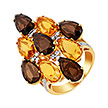 Золотое кольцо с цитринами, бриллиантами и топазами