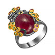 Серебряное кольцо с рубином и цаворитом