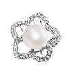Кольцо женское из серебра с жемчугом и фианитами