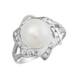 Кольцо серебряное для женщин с натуральным жемчугом и фианитами
