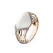 Широкое кольцо из розового золота 585 пробы, украшено бриллиантами 0,184Ct и белым агатом