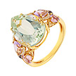 Золотое кольцо с аметистами, бриллиантами и иолитами
