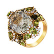 Золотое кольцо с перидотами, аметистом, бриллиантами и турмалинами