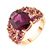 Золотое кольцо с турмалинами, бриллиантами и родолитами