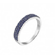 Аккуратное кольцо из родированного серебра с  темно синими фианитами