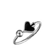 Безразмерное кольцо из родированного серебра «Пики» с  черной эмалью