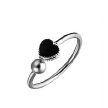 Безразмерное кольцо из родированого серебра «Черное сердце»