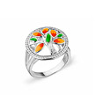 Серебряное кольцо с цветной эмалью и фианитами