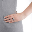 Оригинальное серебряное кольцо с голубым топазом огранки кабошон