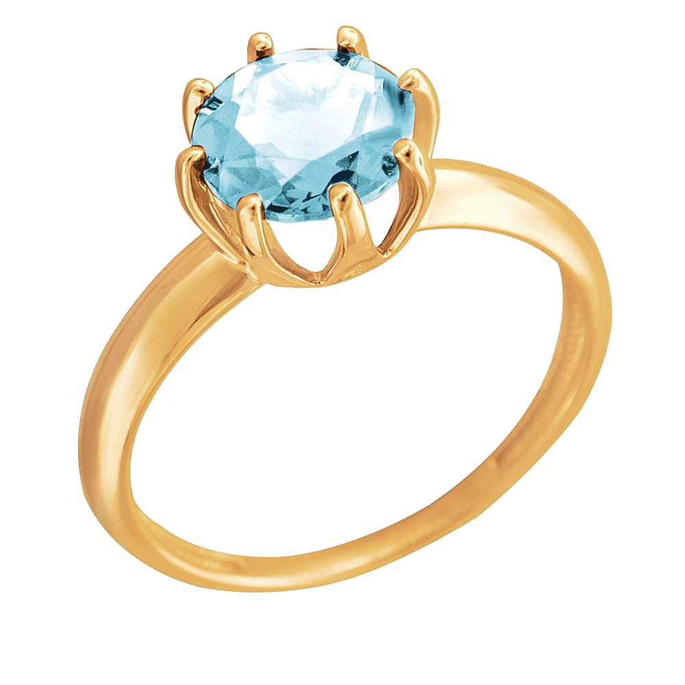 Кольцо с голубым топазом золото 585