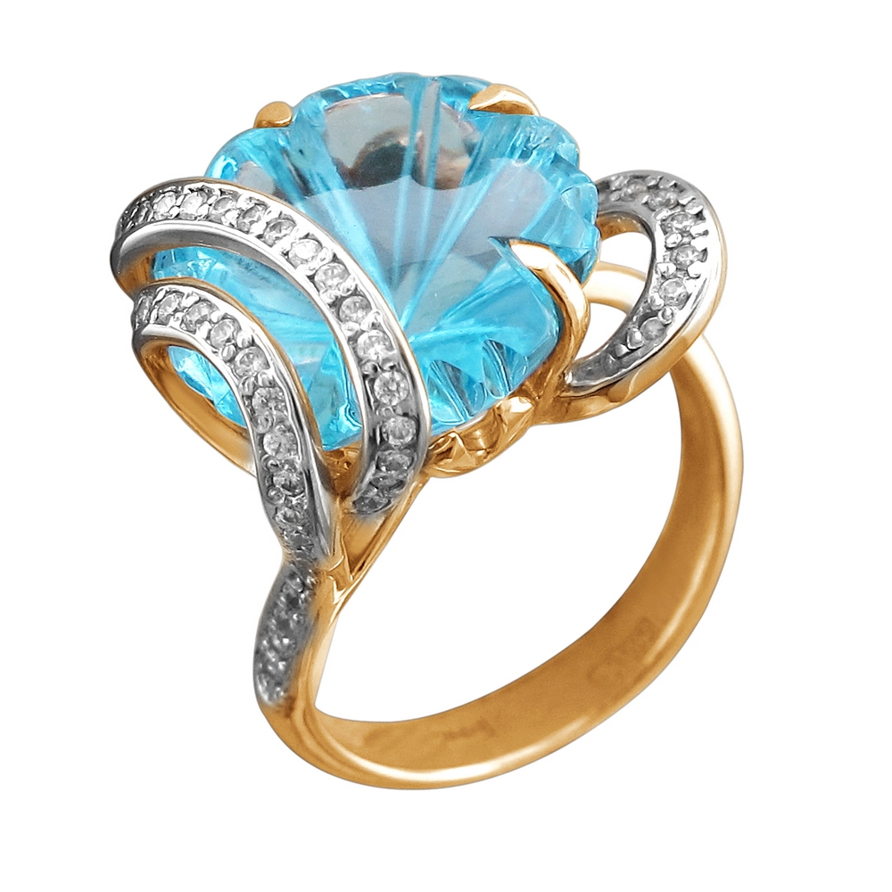 Кольцо с топазом и бриллиантами из золота